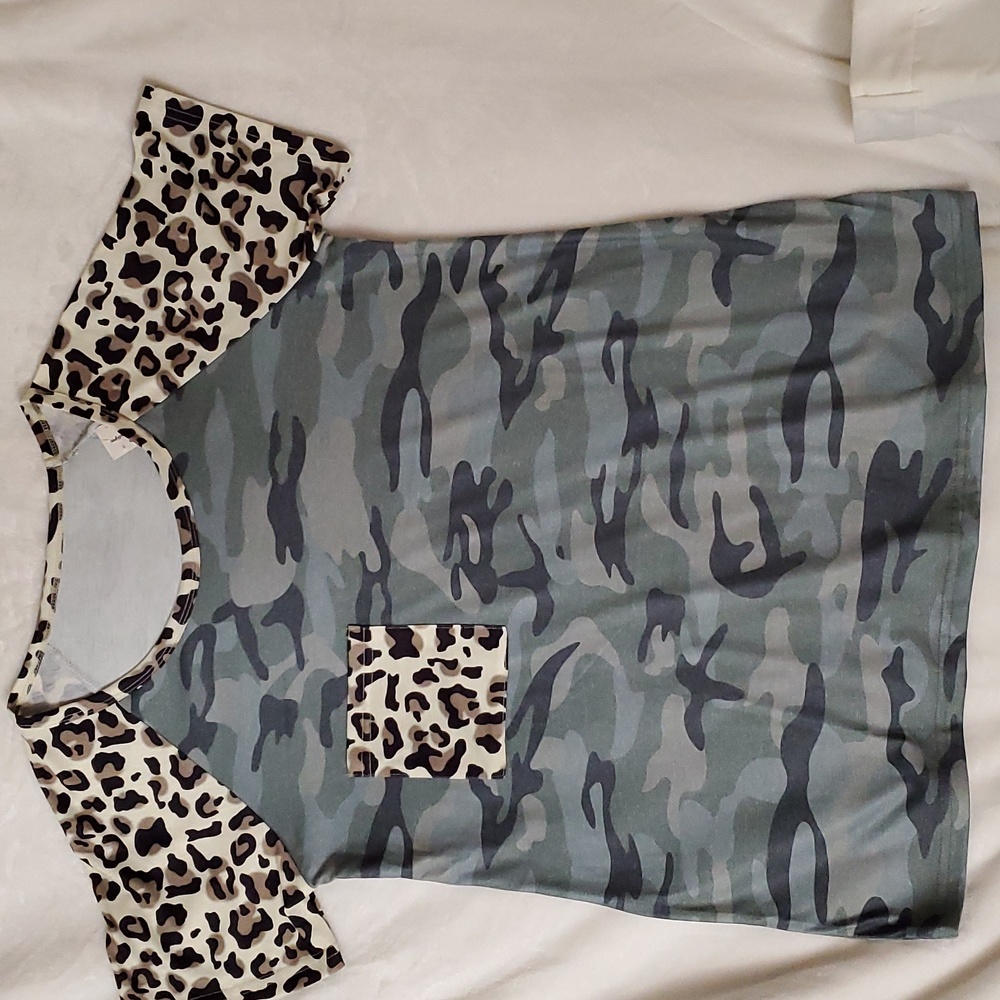Camo/cheetah print boutique shirt